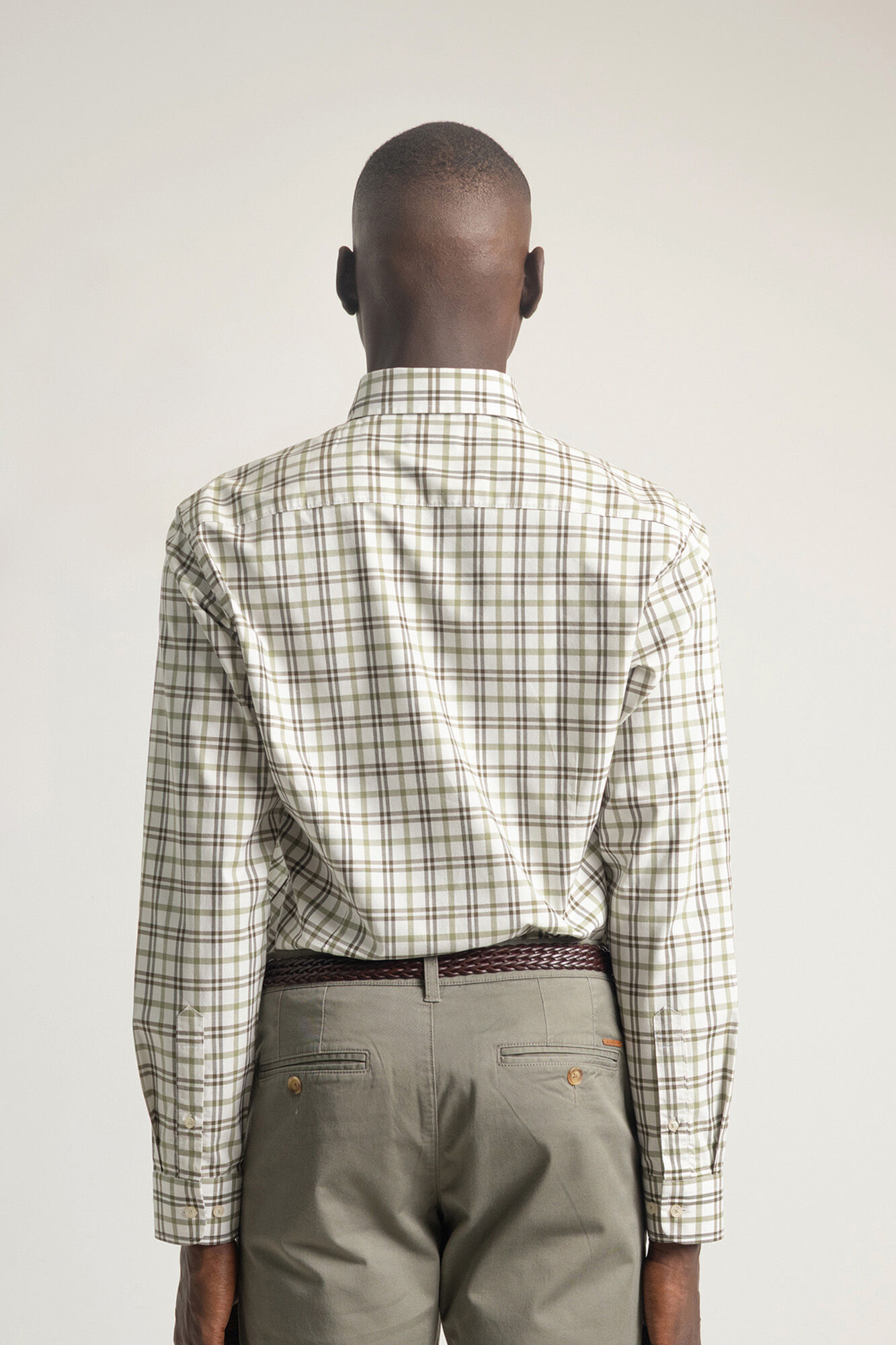 PuroEGO Camisa xadrez de algod&atilde;o slim fit Verde