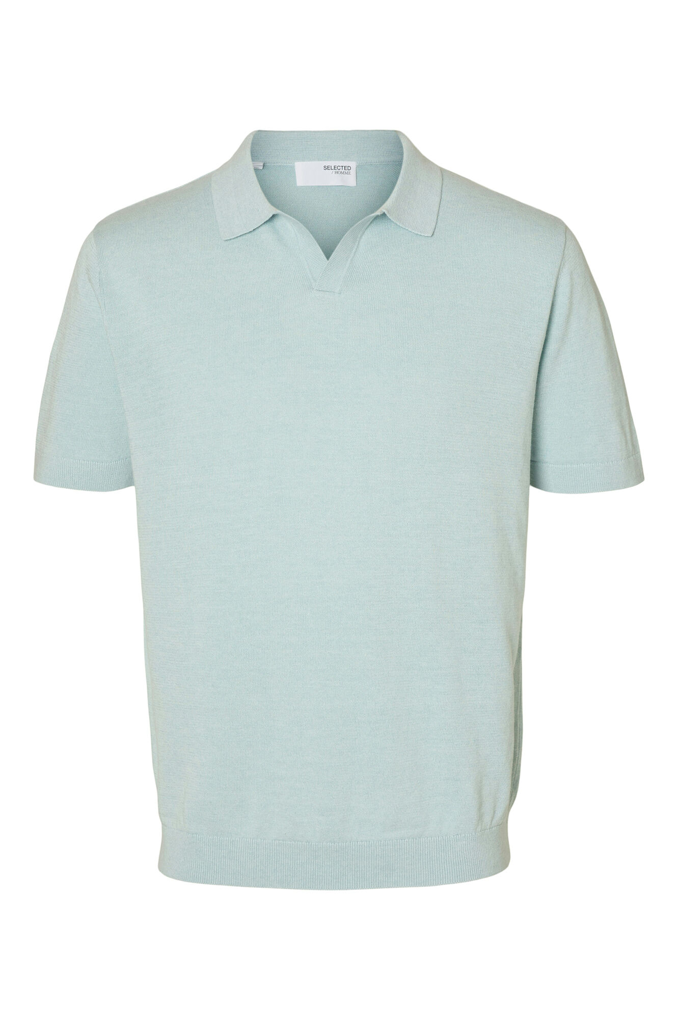 Selected Camisa polo de linho de manga manga curta Azul