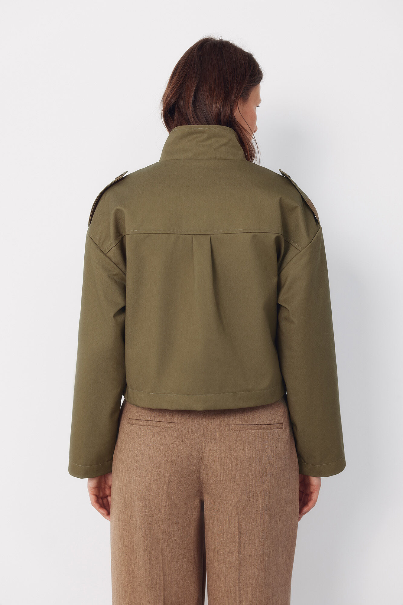 Cortefiel Short jacket with pockets Kaki