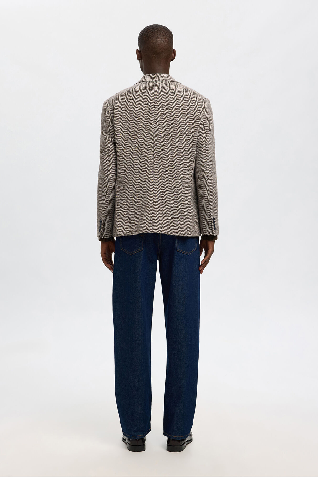 Selected Americana cruzada de lana Beige