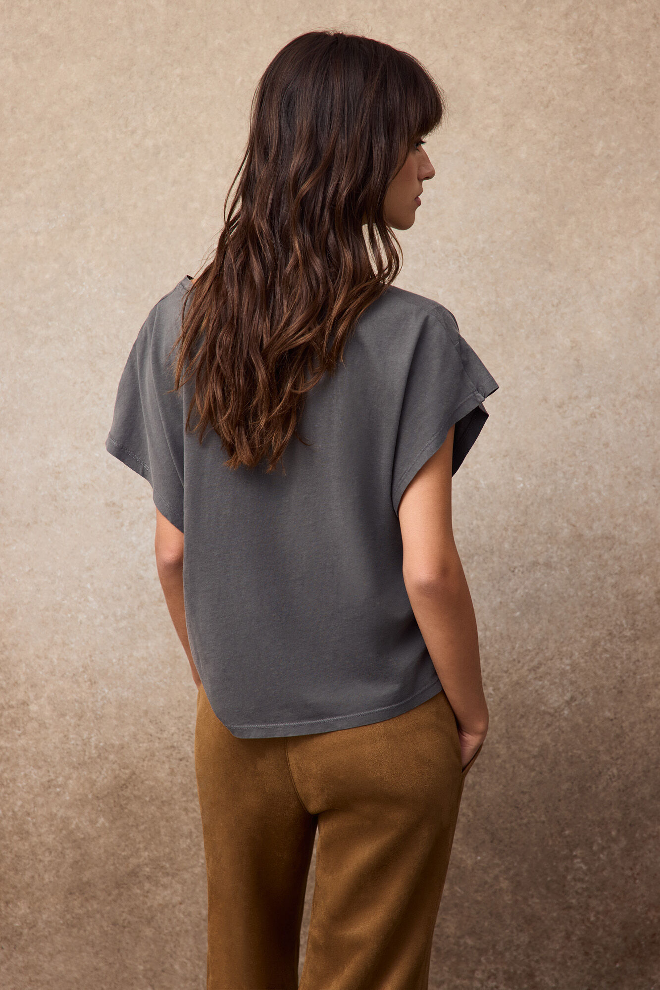 Slowlove Printed pleated T-shirt Grey