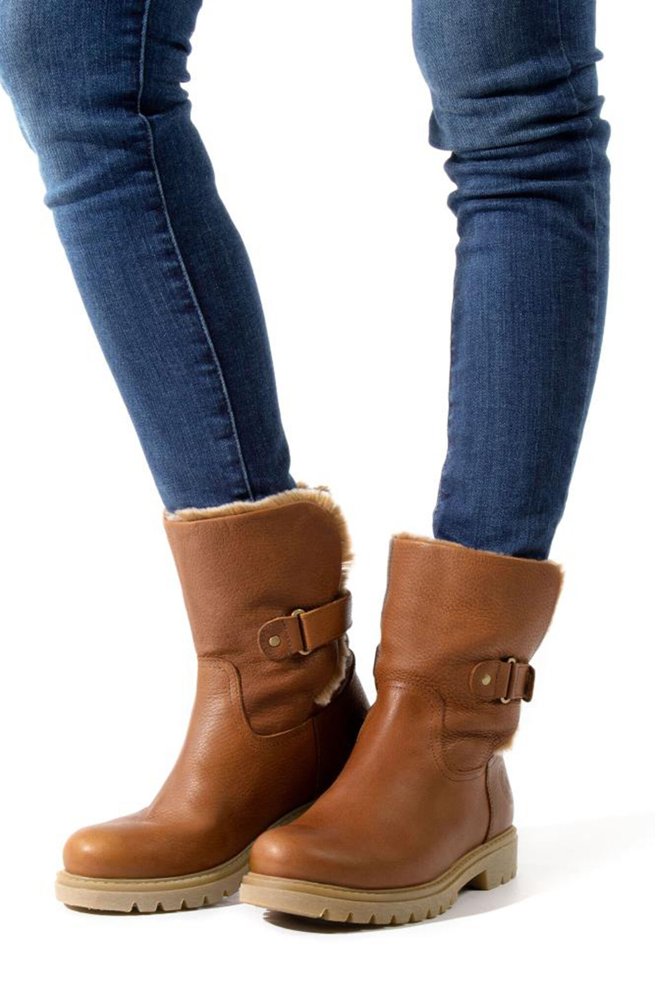 Panama Jack Botas de pele com forro de pele quente Castanho