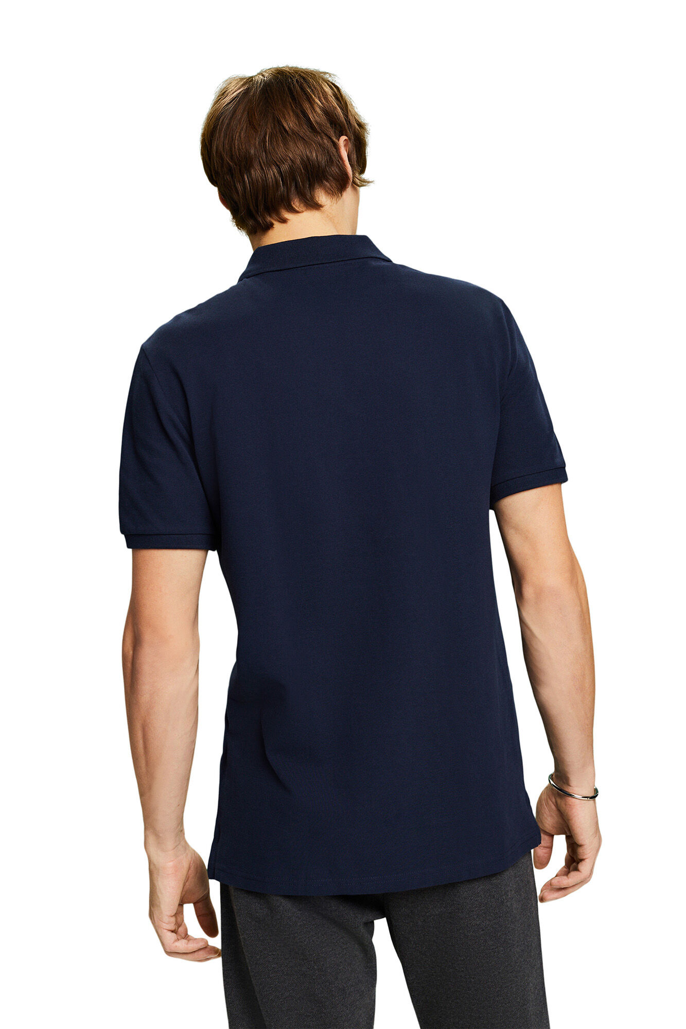 Esprit Slim-fit cotton piqu&eacute; polo shirt with short sleeves Navy