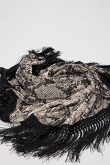 Cortefiel Fringe snake scarf Printed beige