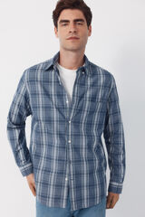 Cortefiel Checked poplin shirt Navy