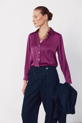 Cortefiel Satin-finish shirt Purple