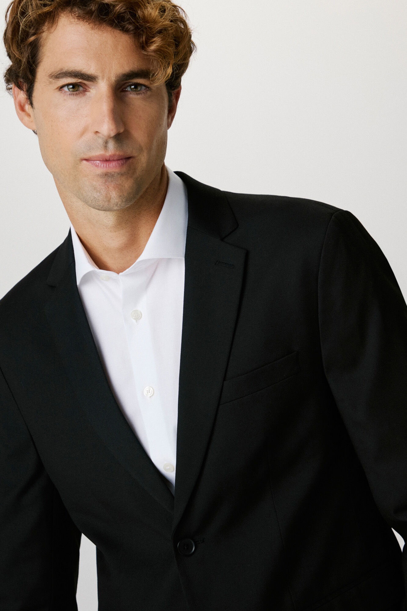 Selected Slim fit suit jacket made from recycled materials. Black