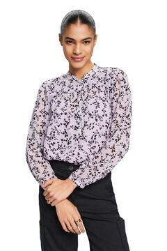 Cortefiel Sustainable floral print blouse Lilac