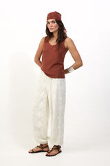 Slowlove Top tirantes botones Castanho