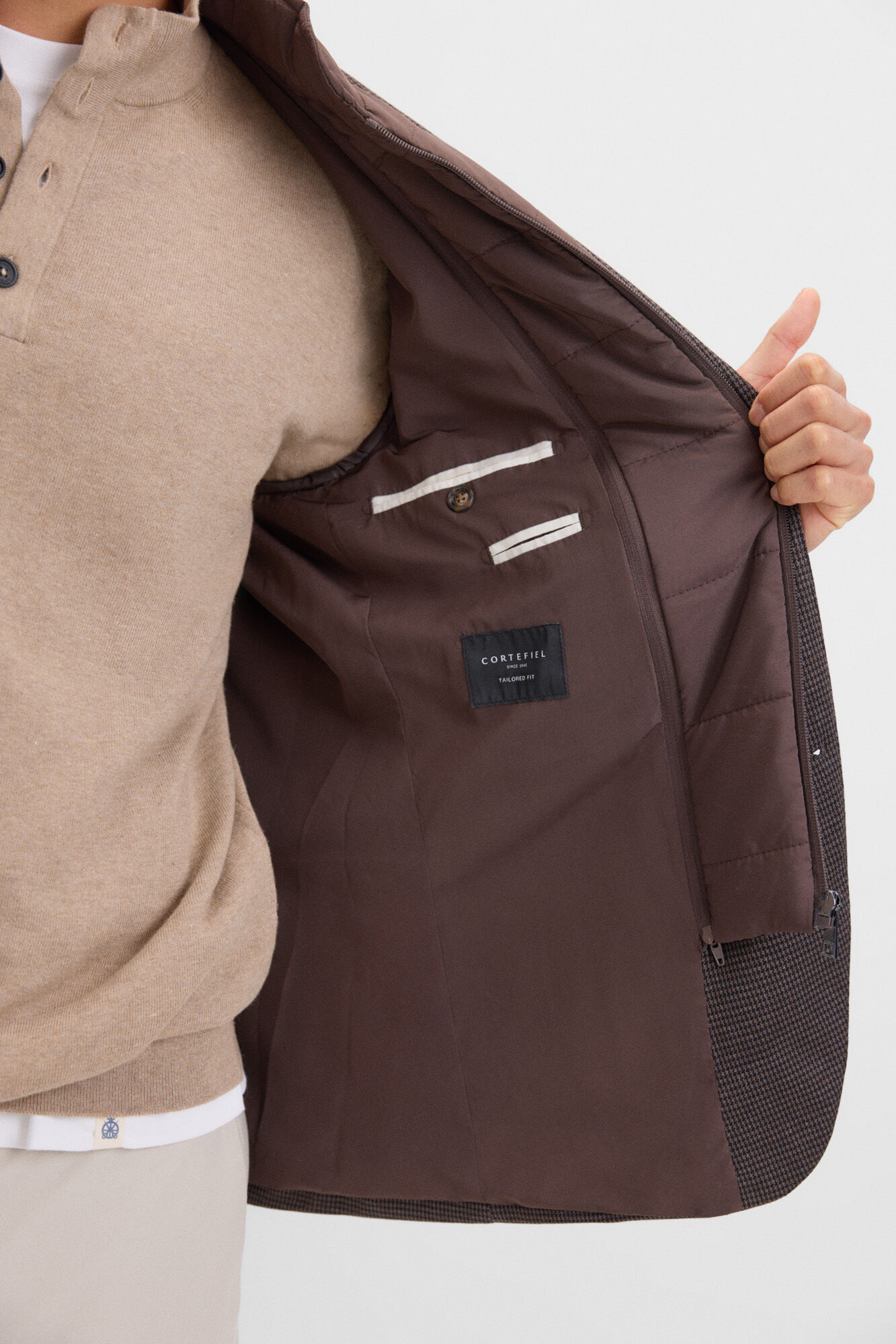 Cortefiel Americana de punto con desmontable Marr&oacute;n oscuro