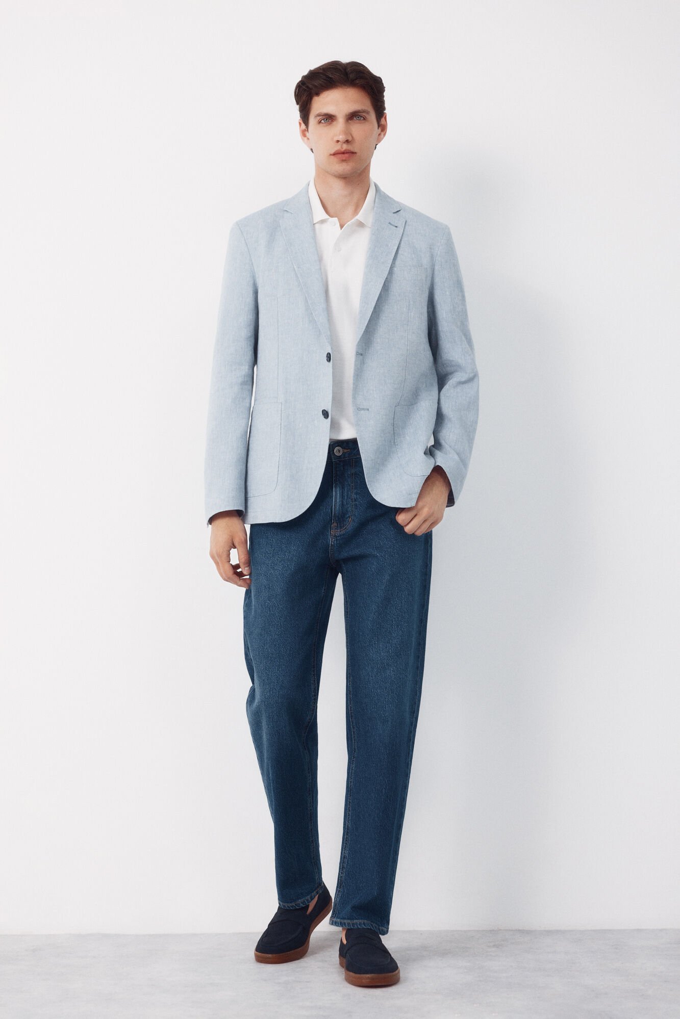 Cortefiel Linen blazer Blue