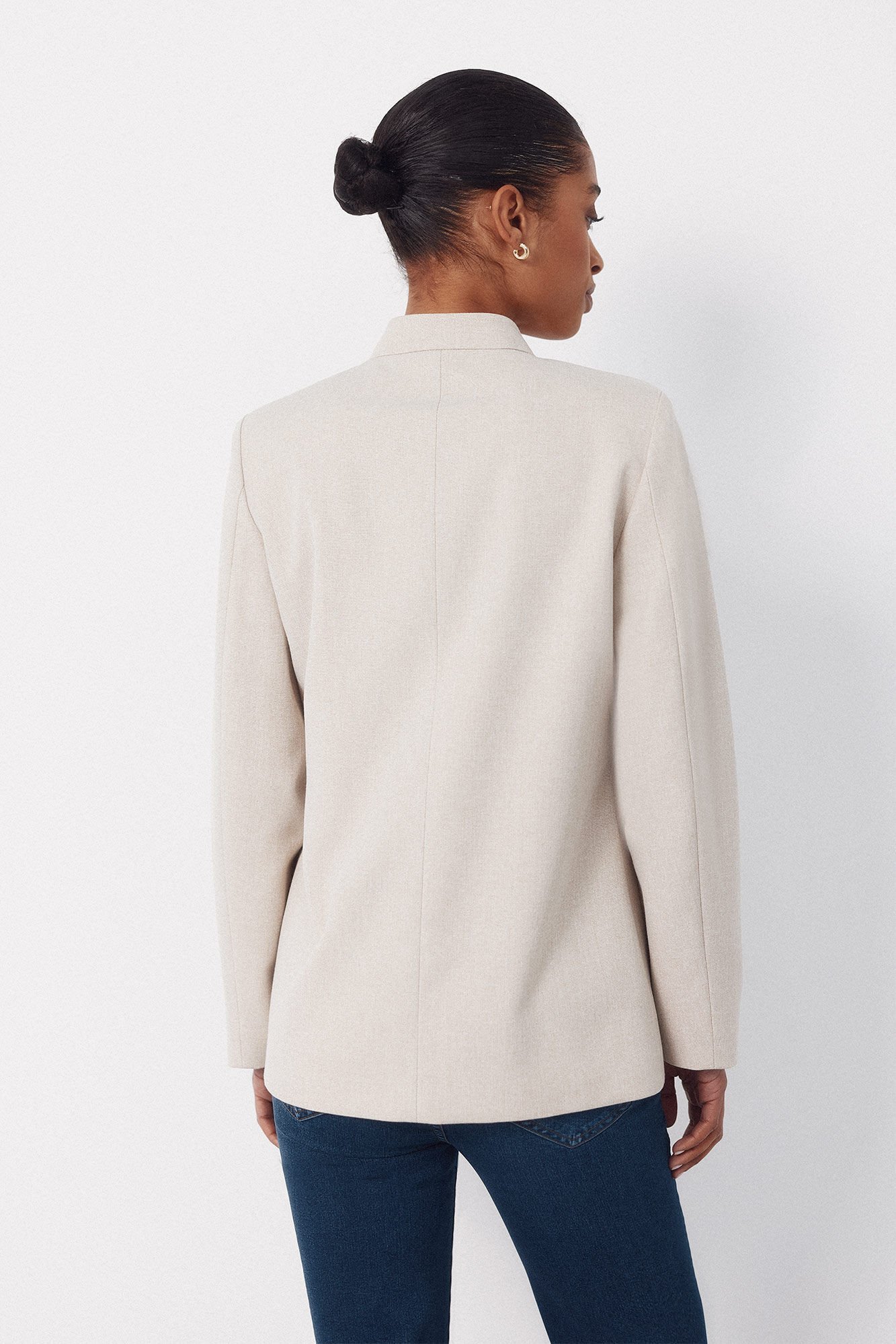 Cortefiel Jacket with mandarin collar Ivory