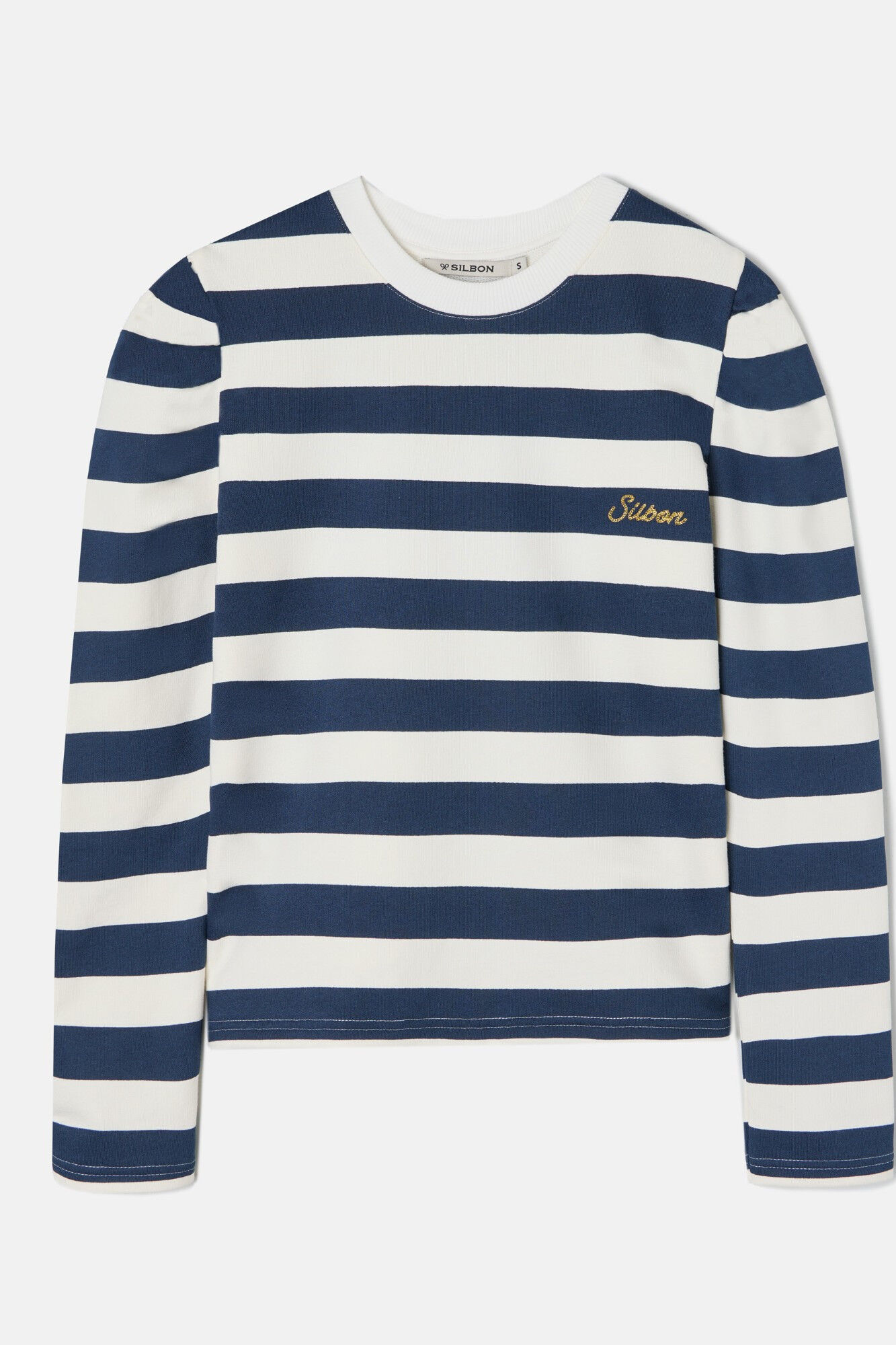 Silbon Riscas listrado manga Sweatshirt Azul