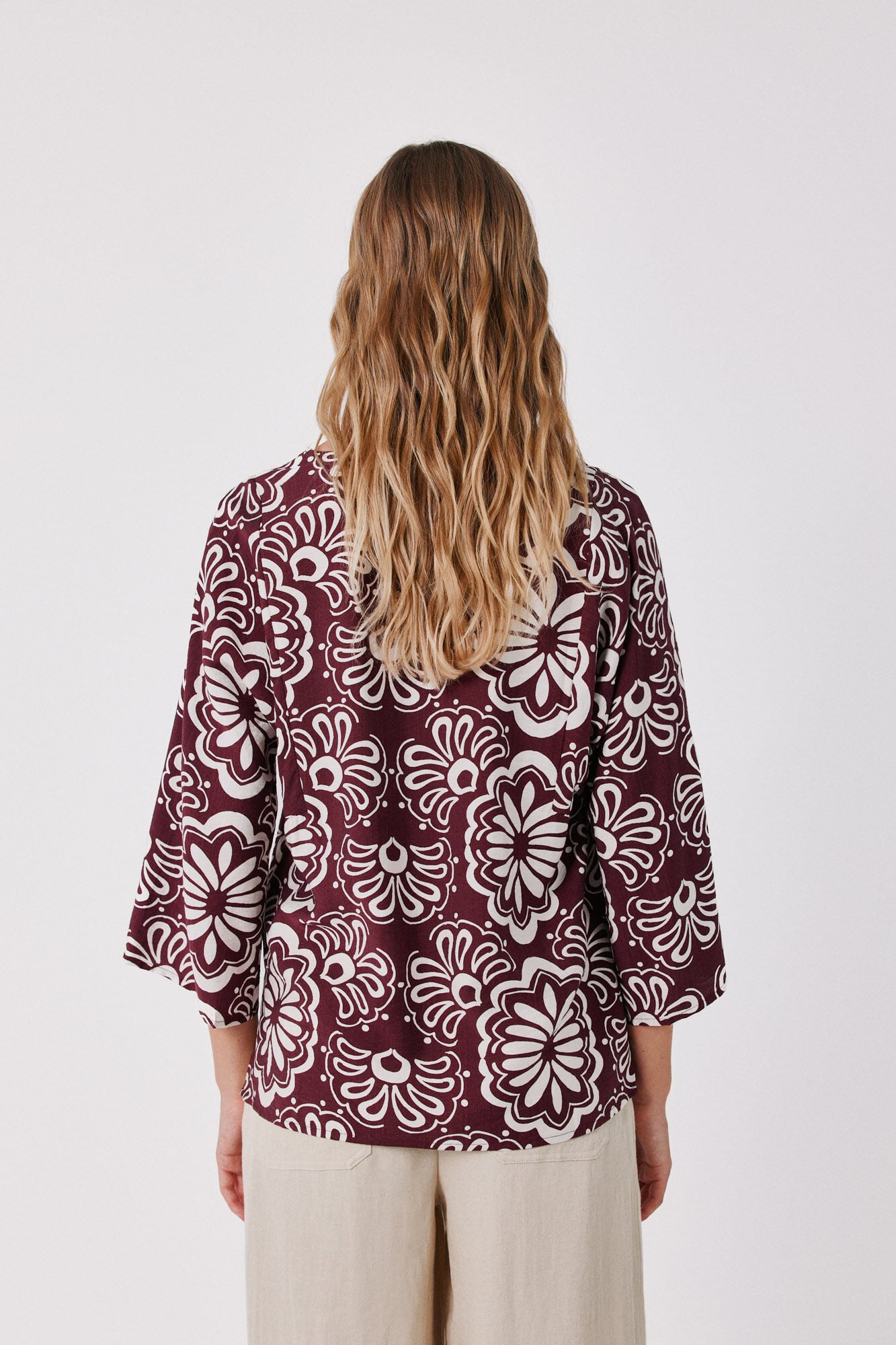 Cortefiel Printed loose tunic blouse Printed red