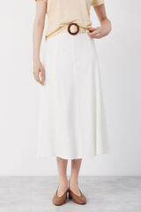 Cortefiel Flared skirt with belt White