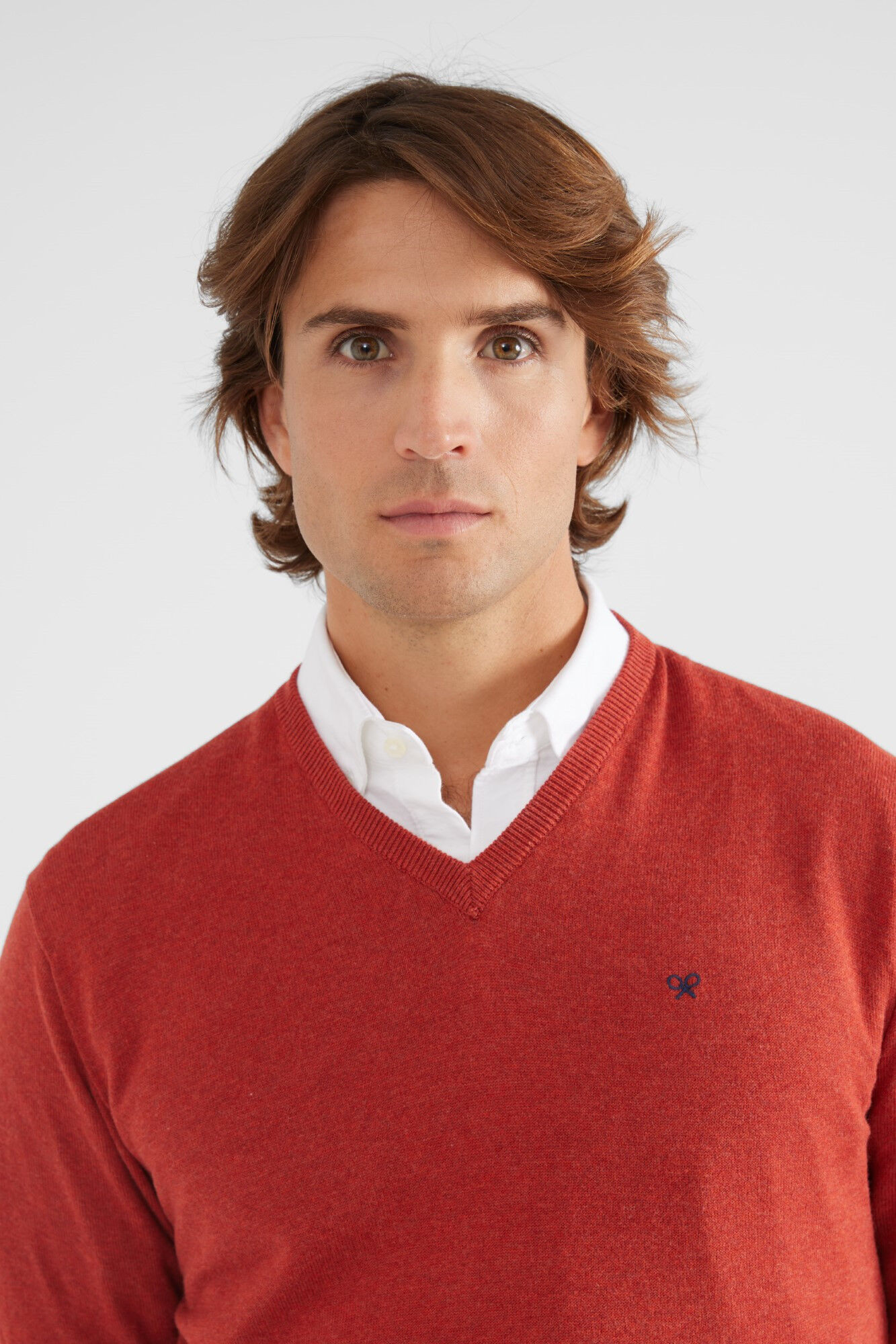 Silbon Jersey liso cuello pico caldera Coral