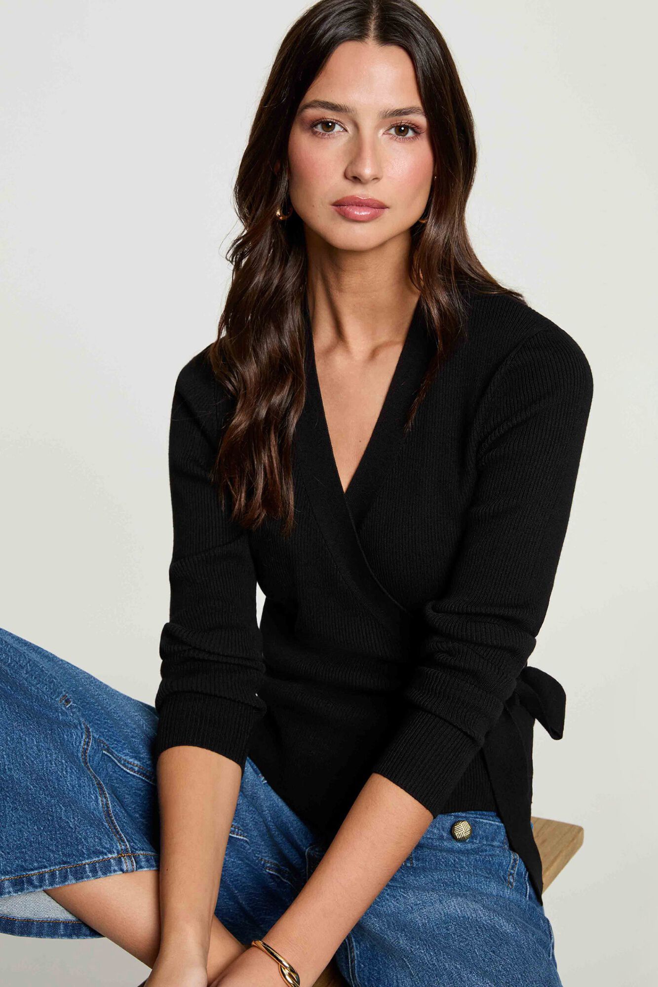 Morgan Camisola cruzada gola em V Preto