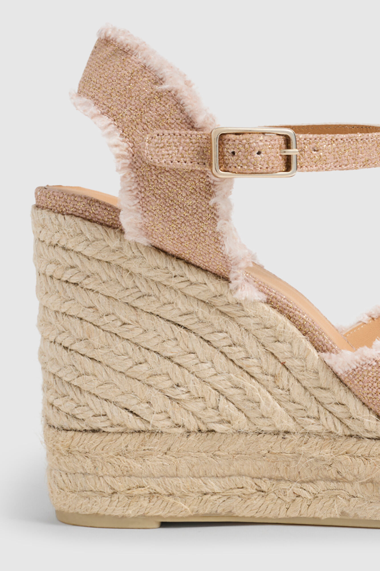 Casta&ntilde;er Sandalia con cu&ntilde;a Bromelia lino Rosa