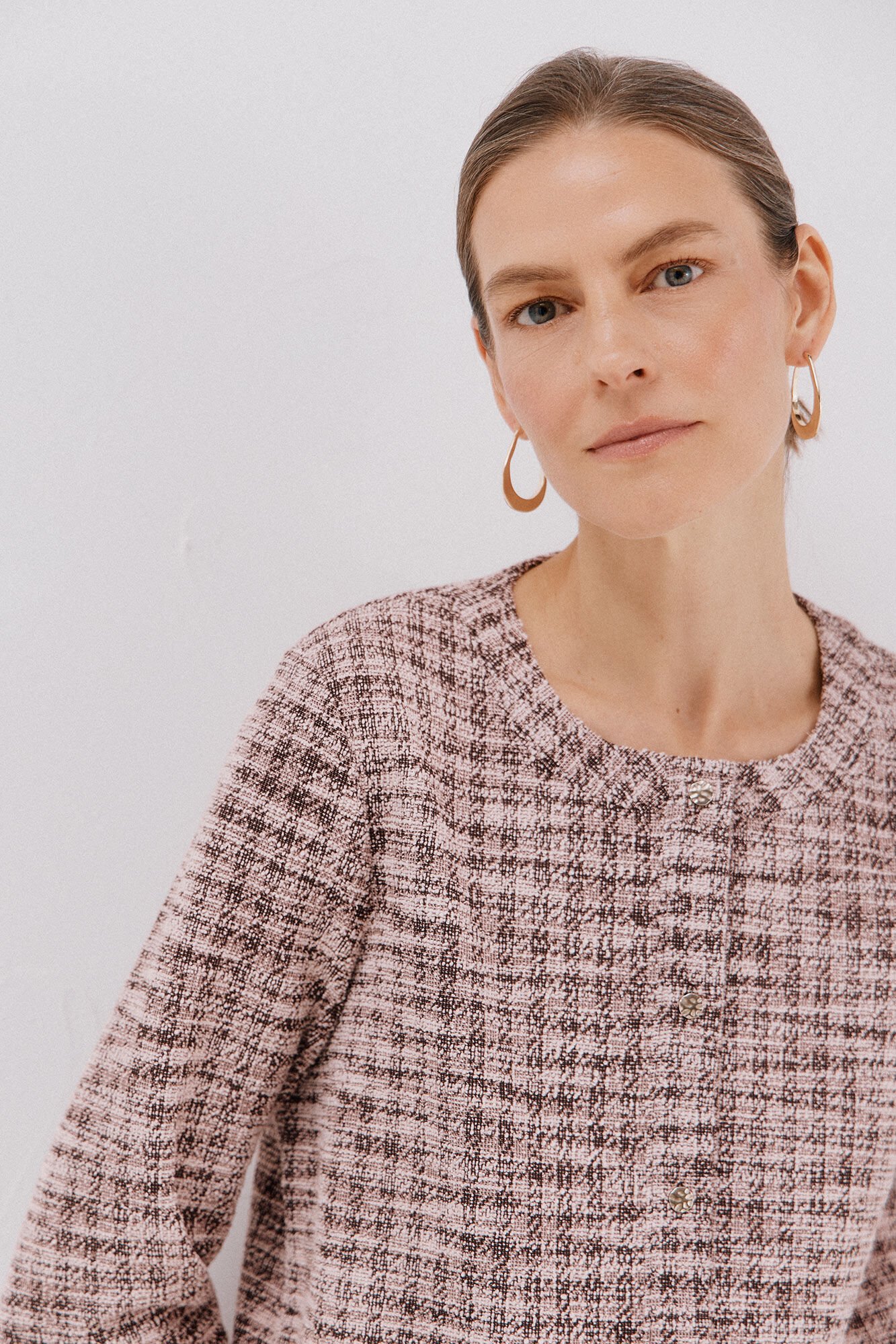 Cortefiel Tweed cardigan Pink