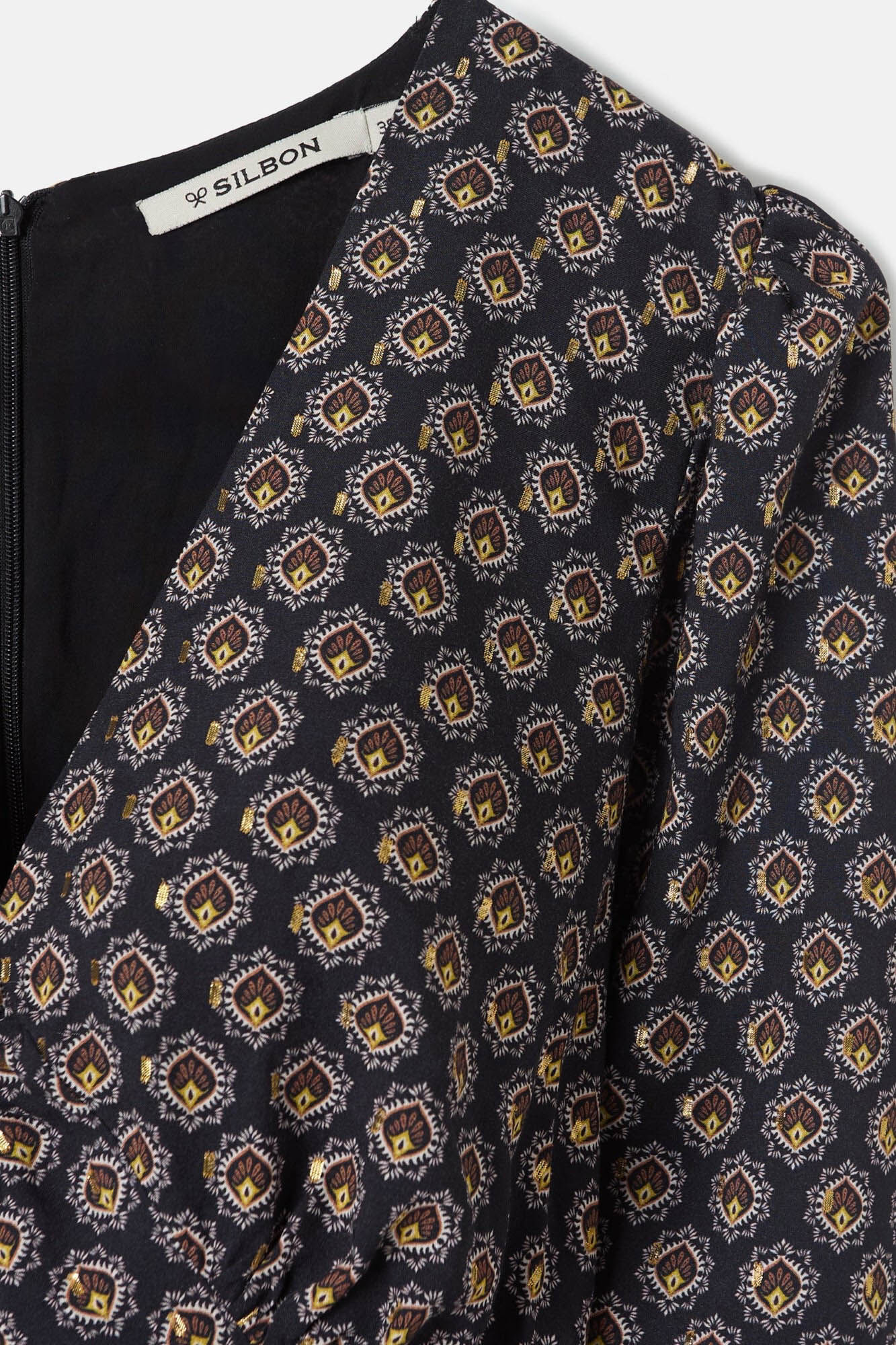 Silbon Vestido midi estampado Preto