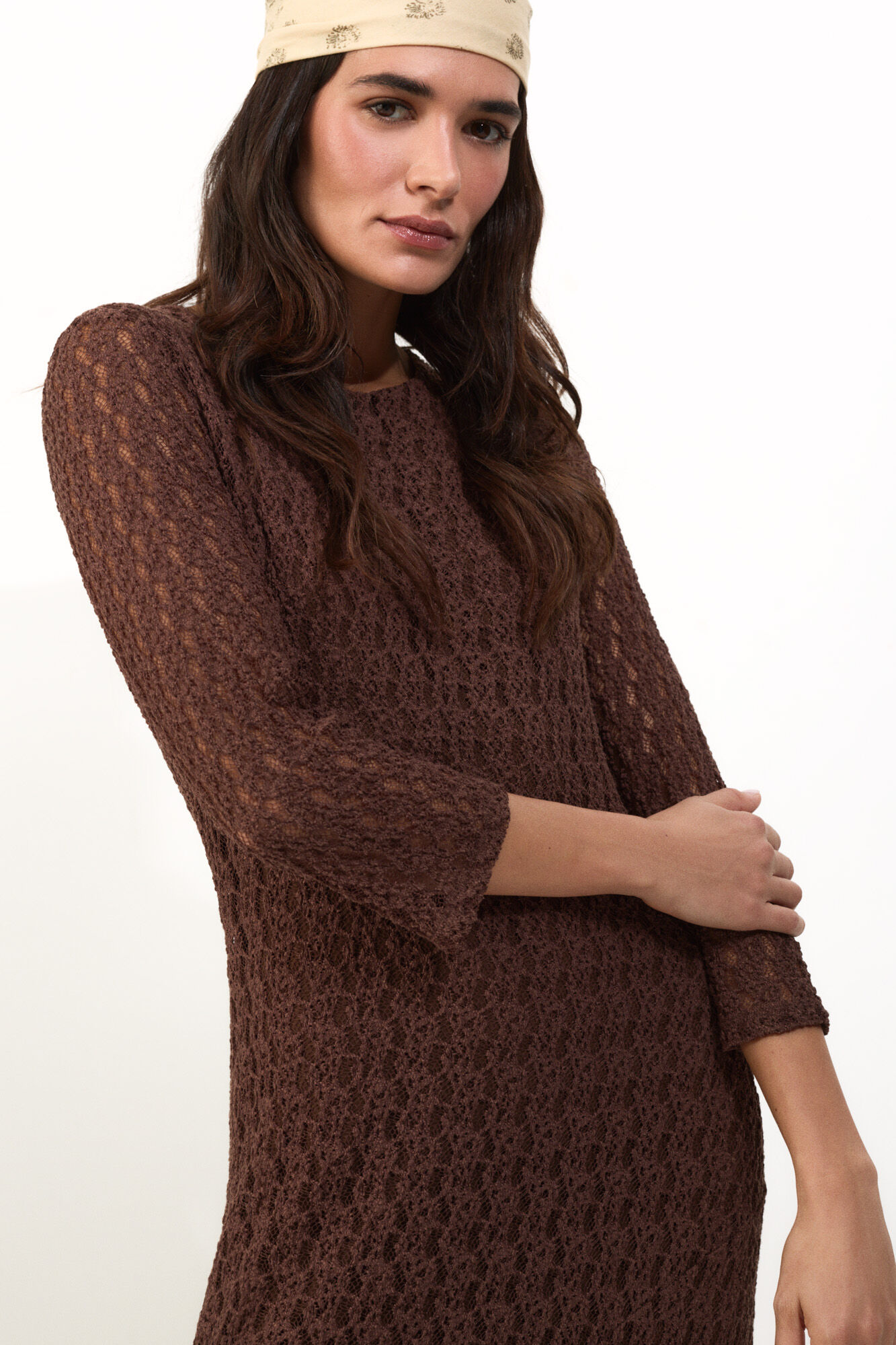 Slowlove Vestido largo lencero Castanho