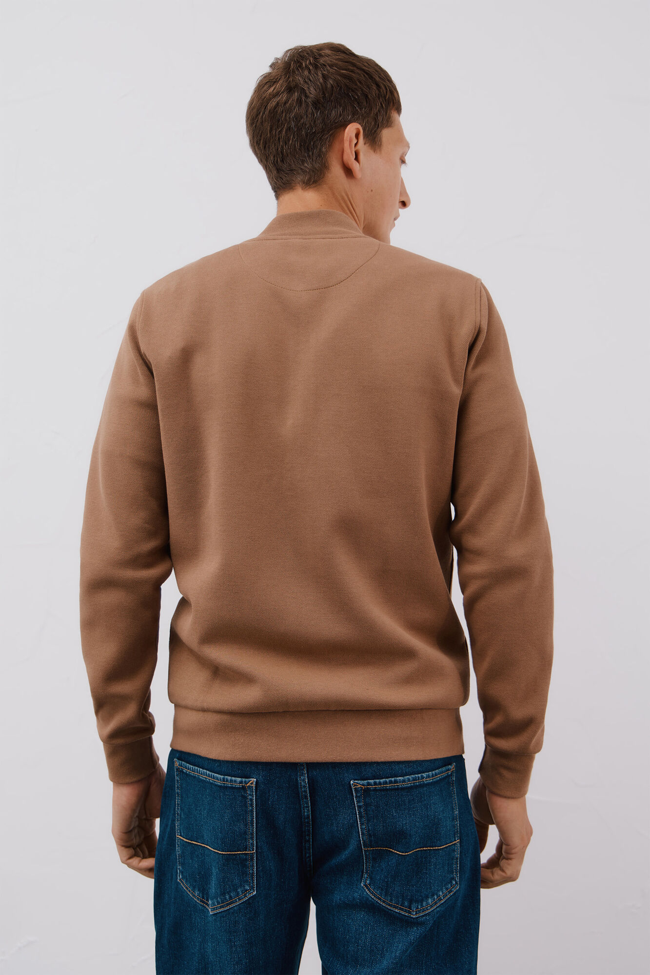 Cortefiel Bomber collar cardigan Beige