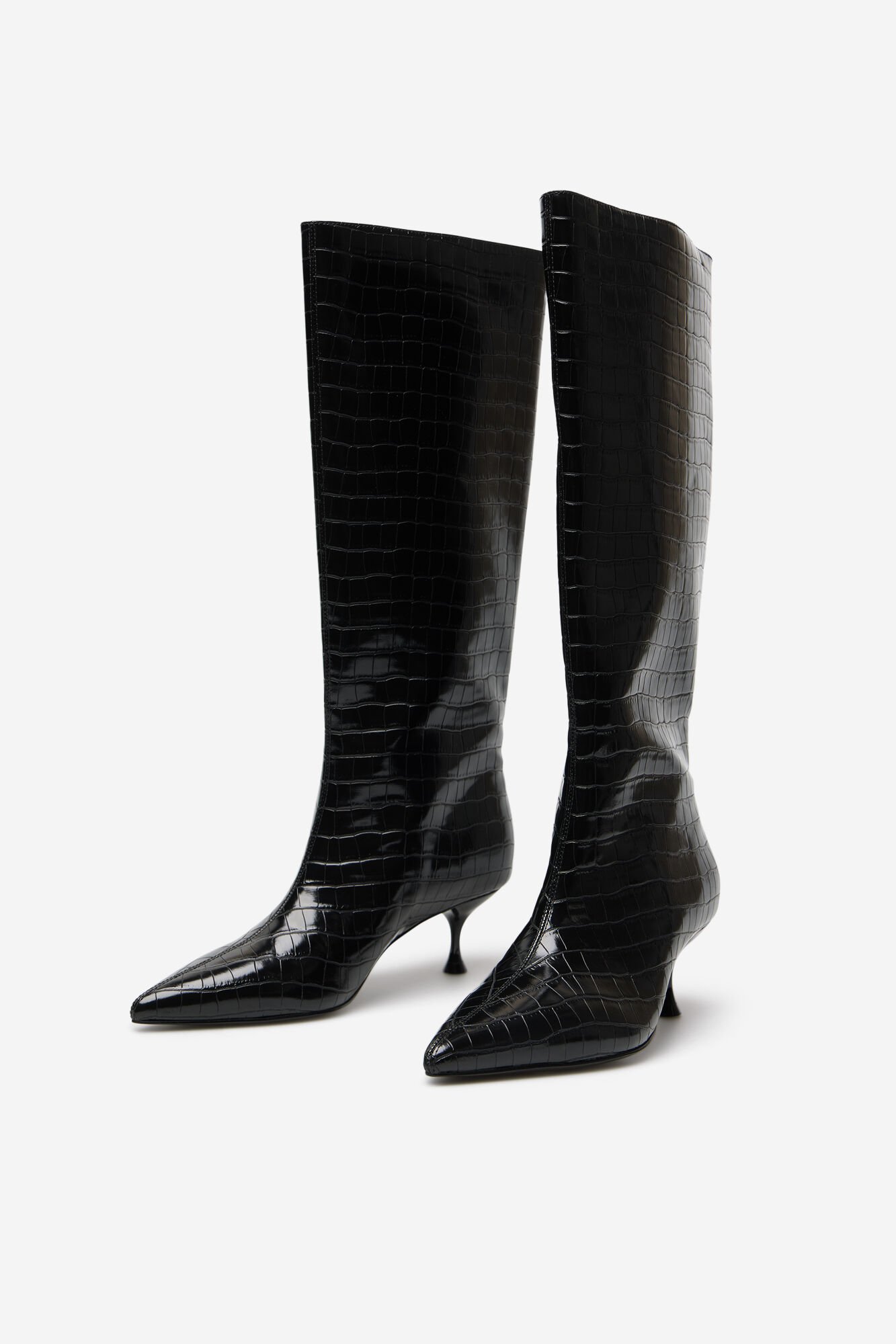 Cortefiel Coconut-effect kitten-heeled boot Black