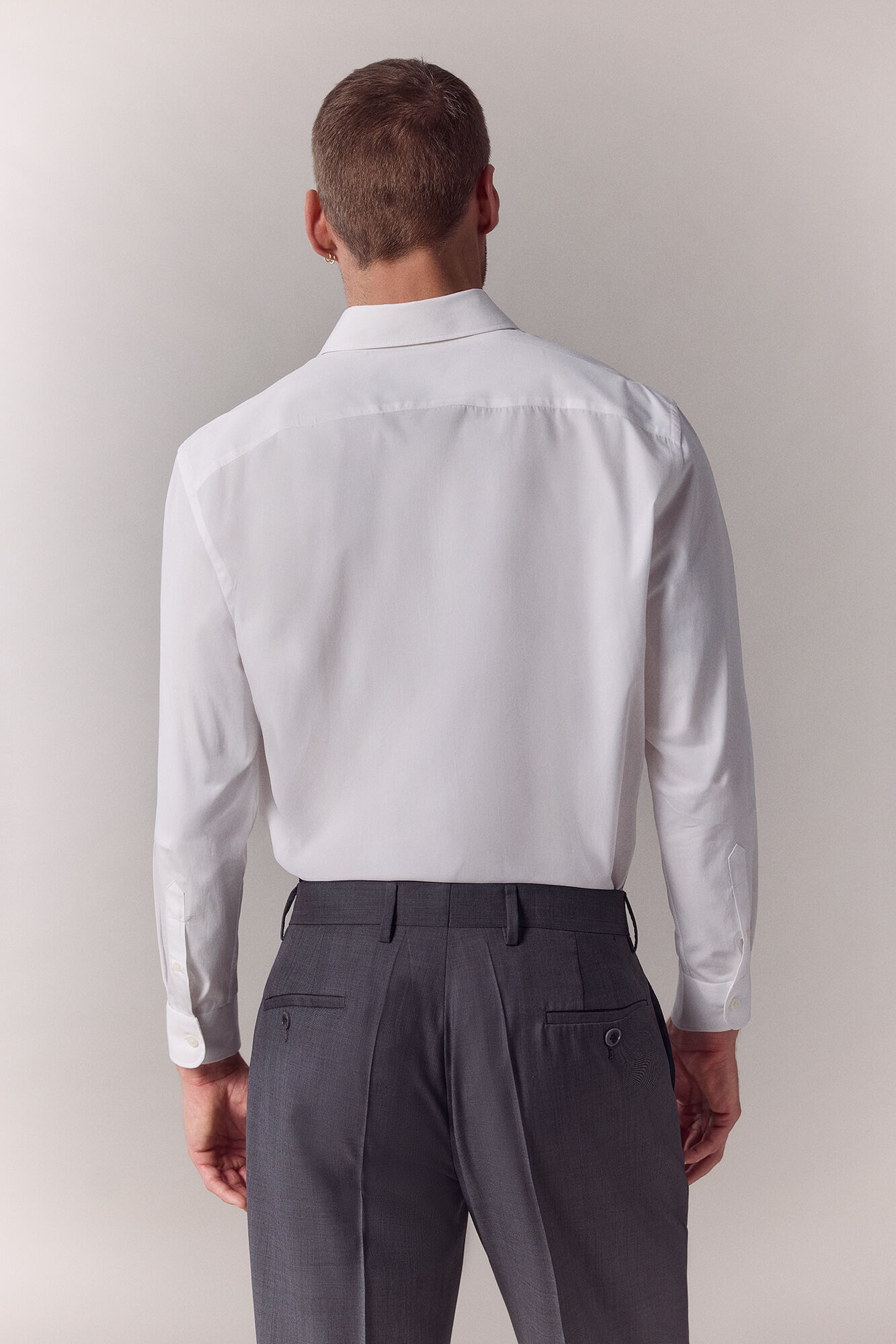 OOTO Poplin plain long sleeve shirt White