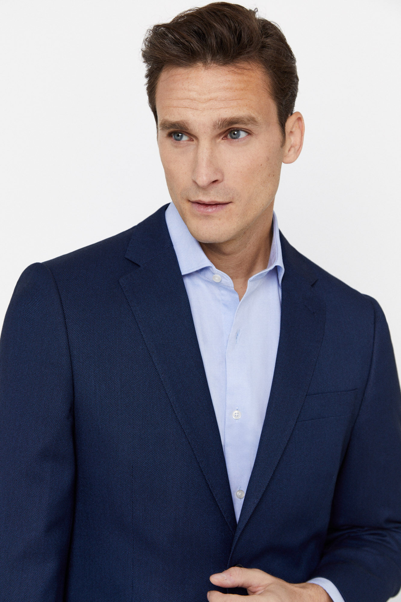 Cortefiel Birdseye weave suit blazer series XXI Blue