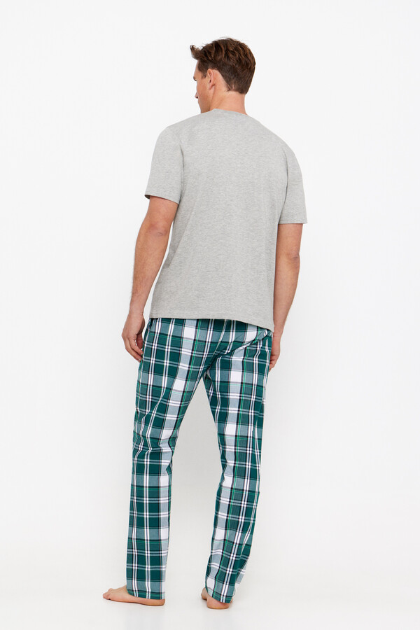 Cortefiel Jersey-knit and cloth pyjama set Grey
