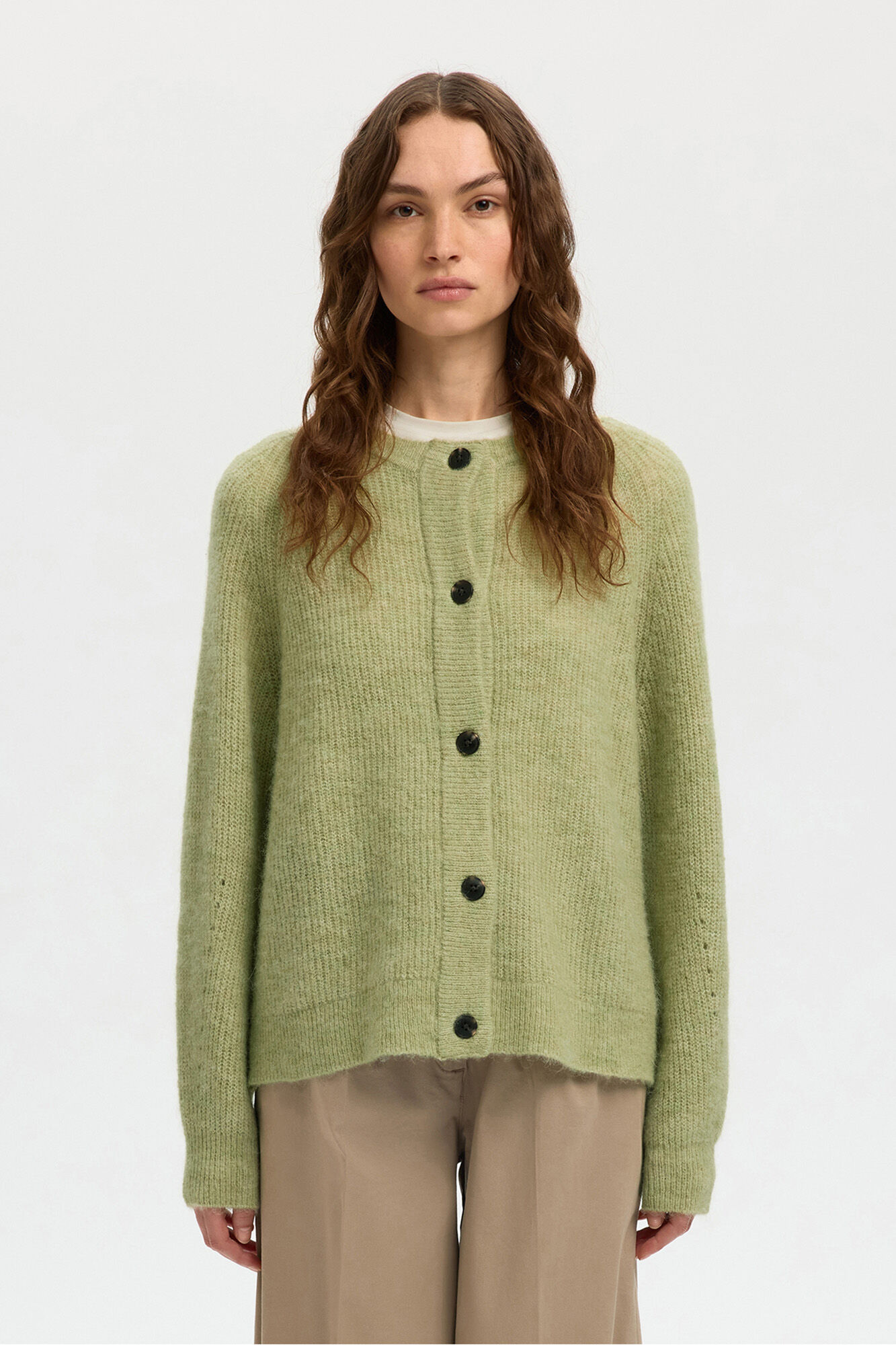 Selected Casaco de malha em l&atilde; e alpaca Cinzento