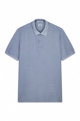 OOTO Camisa polo piqué lavada com bordado de avião Azul