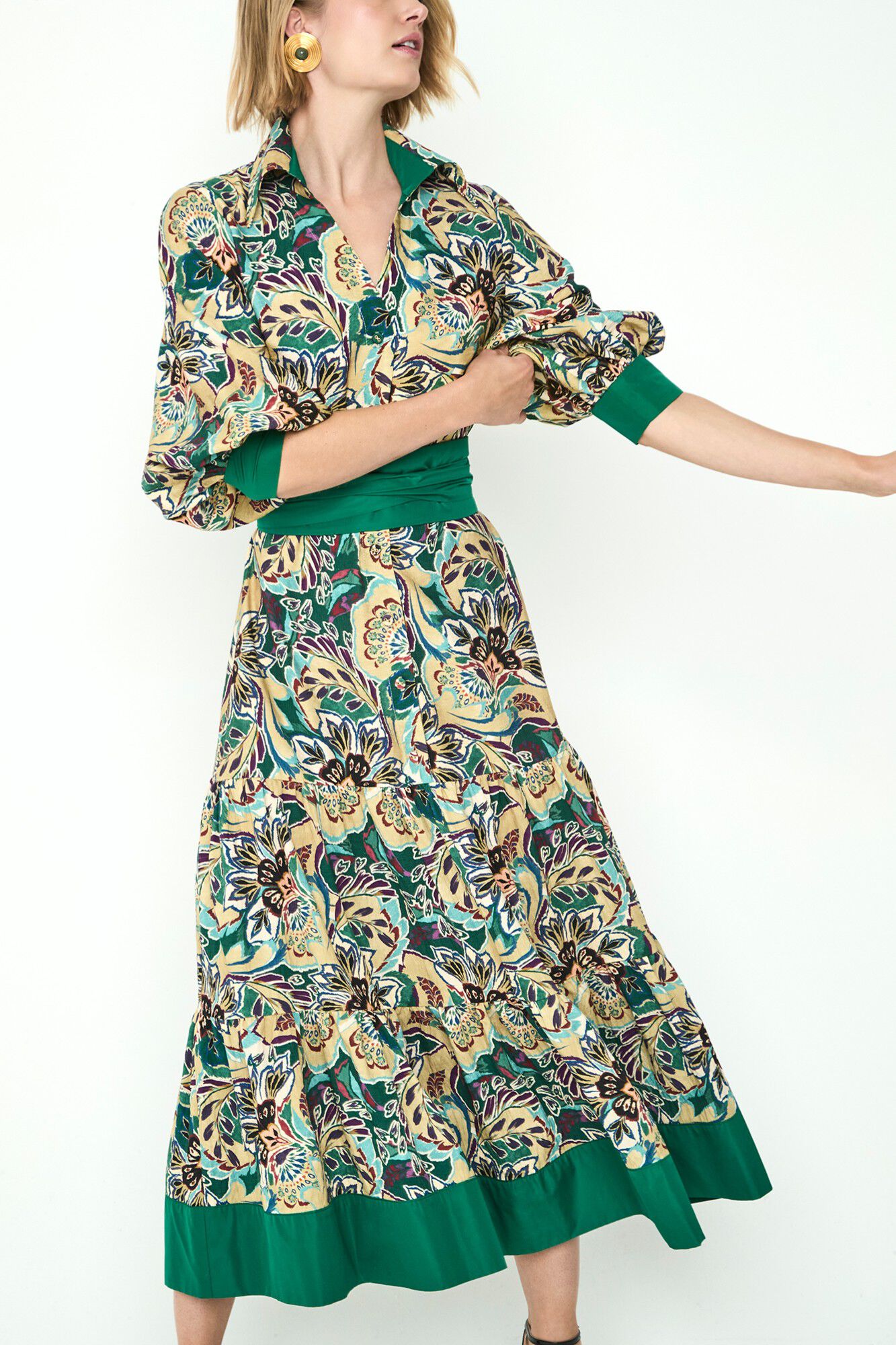 Panambi Giana print midi dress Printed green