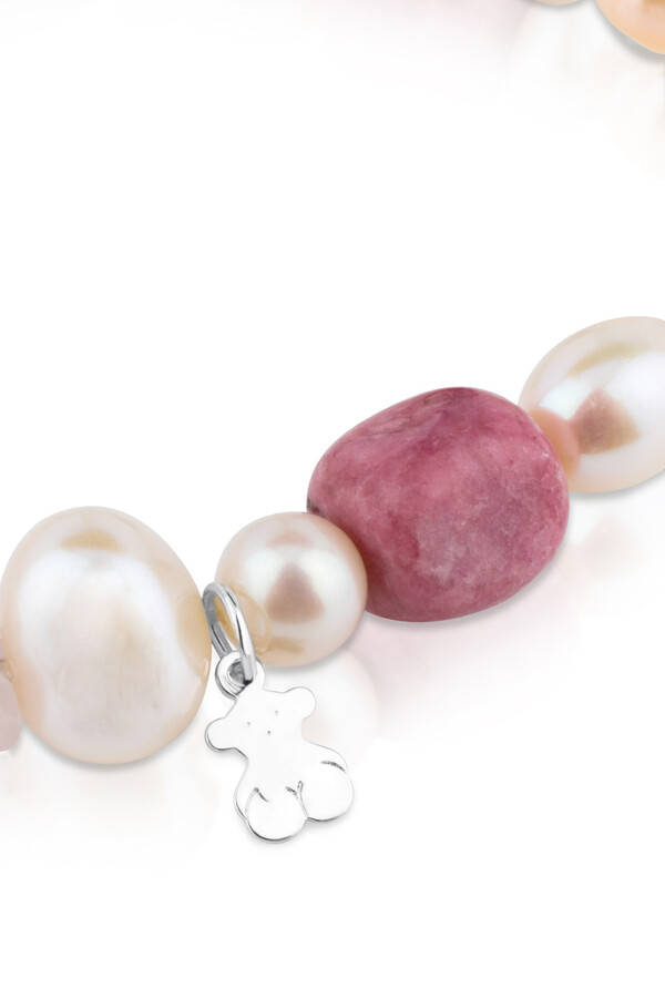 Cortefiel Pulsera de plata con perlas y gemas Gris