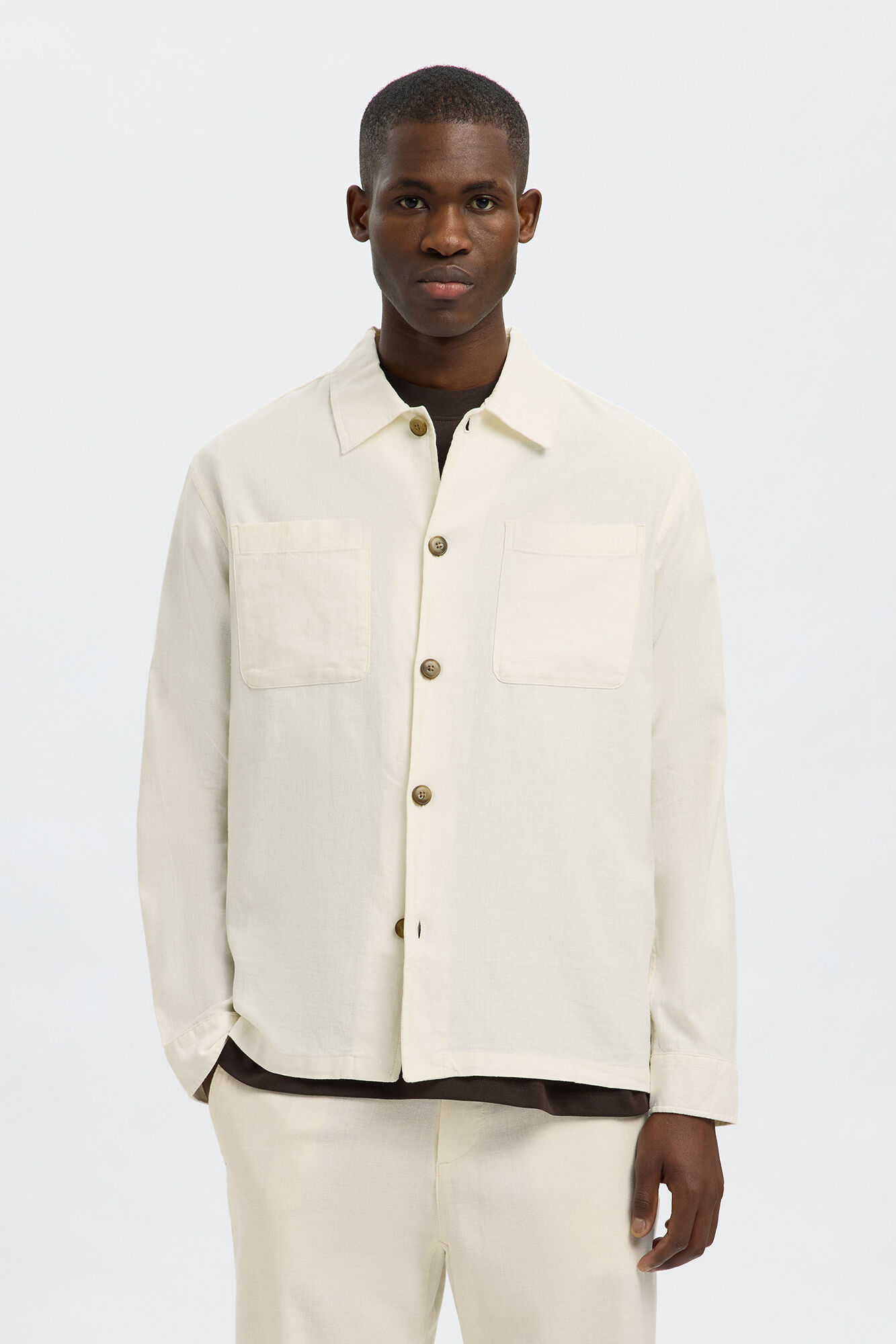 Selected Sobrecamisa de linho Branco