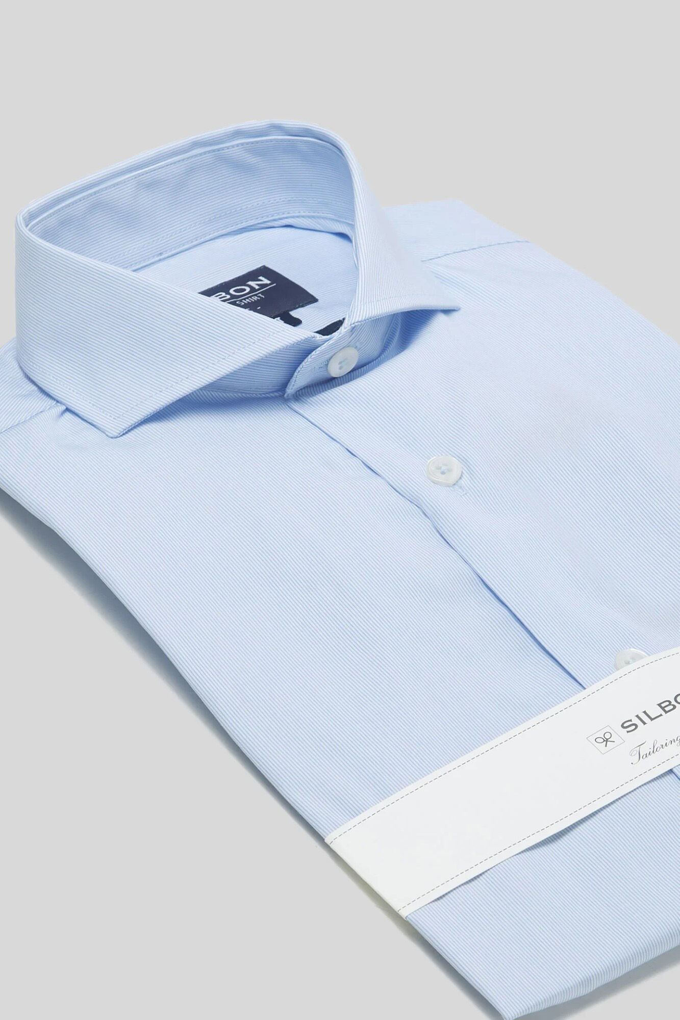 Silbon Camisa de vestir mini riscas punho simples Azul