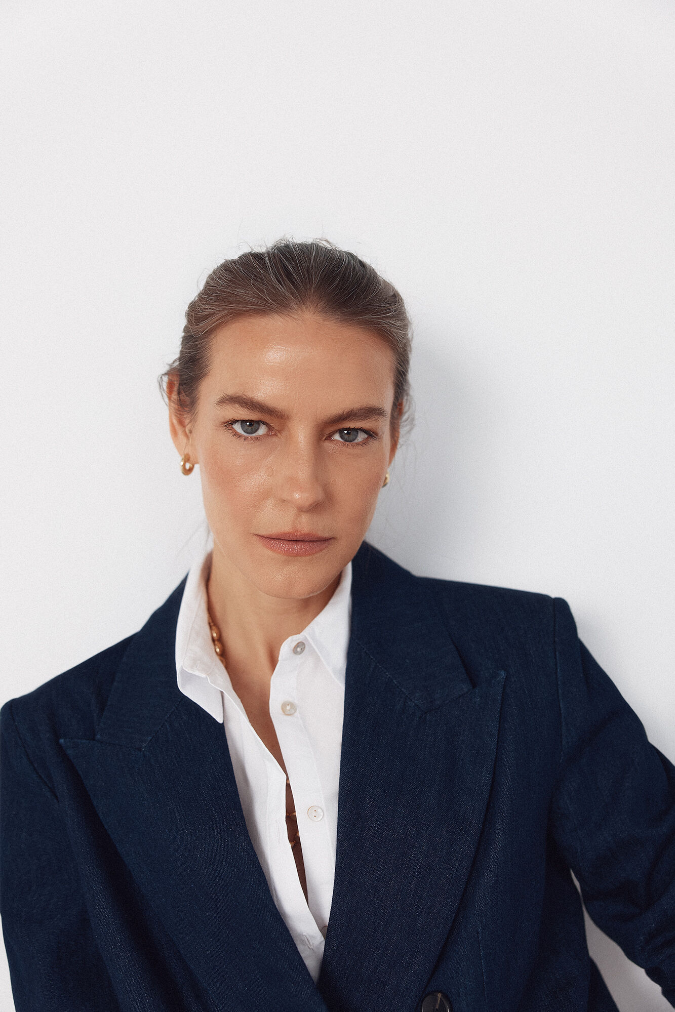 Cortefiel Tailored denim blazer Blue