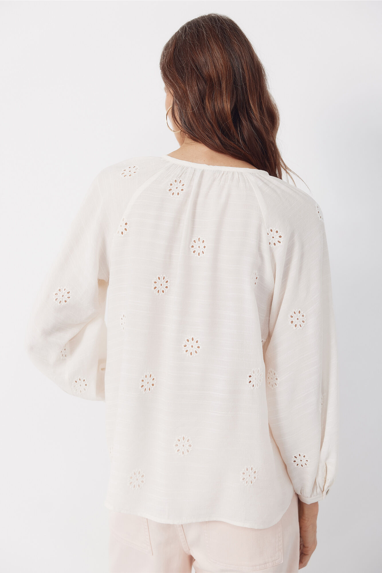 Cortefiel Embroidered blouse Ivory