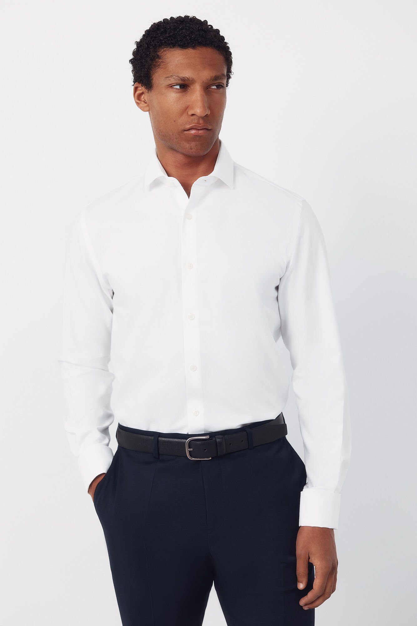 Cortefiel Camisa pu&ntilde;o gemelo slim fit f&aacute;cil plancha