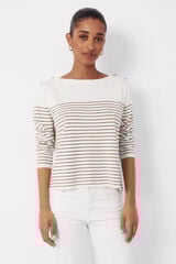 Cortefiel Striped button jumper Ivory