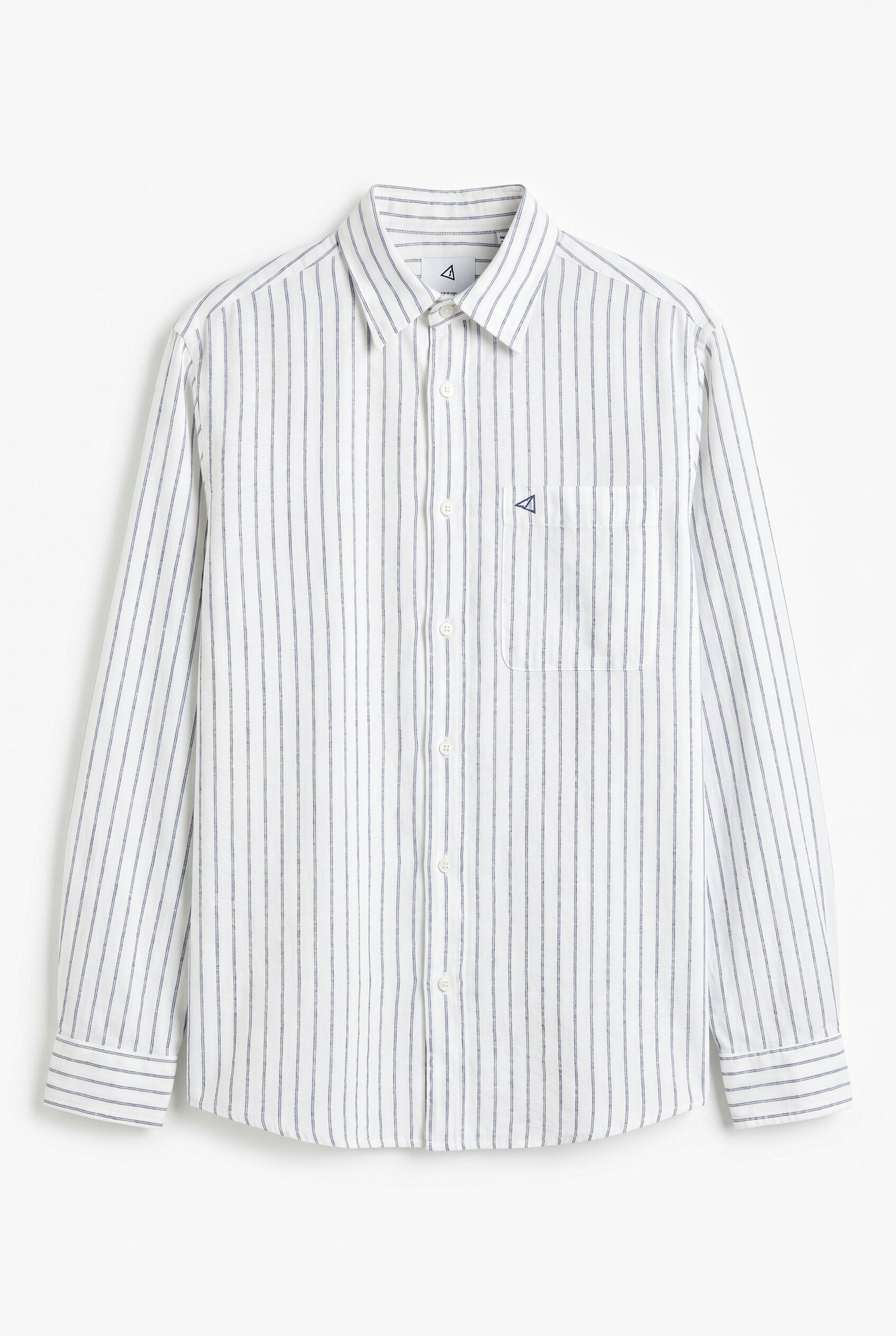 OOTO Camisa de linho de manga comprida &agrave;s riscas Branco
