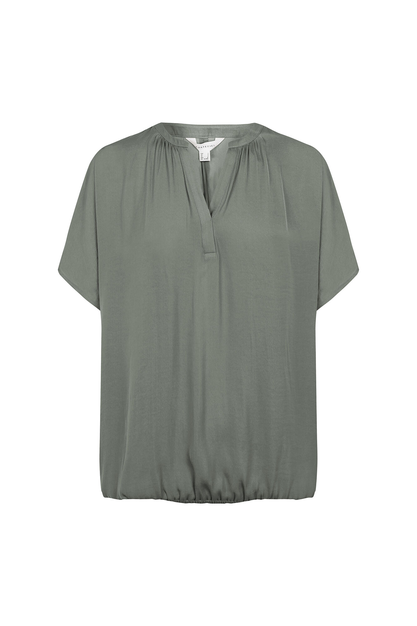 Cortefiel Satin-finish short sleeve blouse Printed green