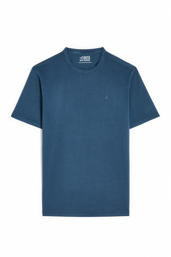 Cortefiel Camiseta básica con bordado avión OOTO Azul marino