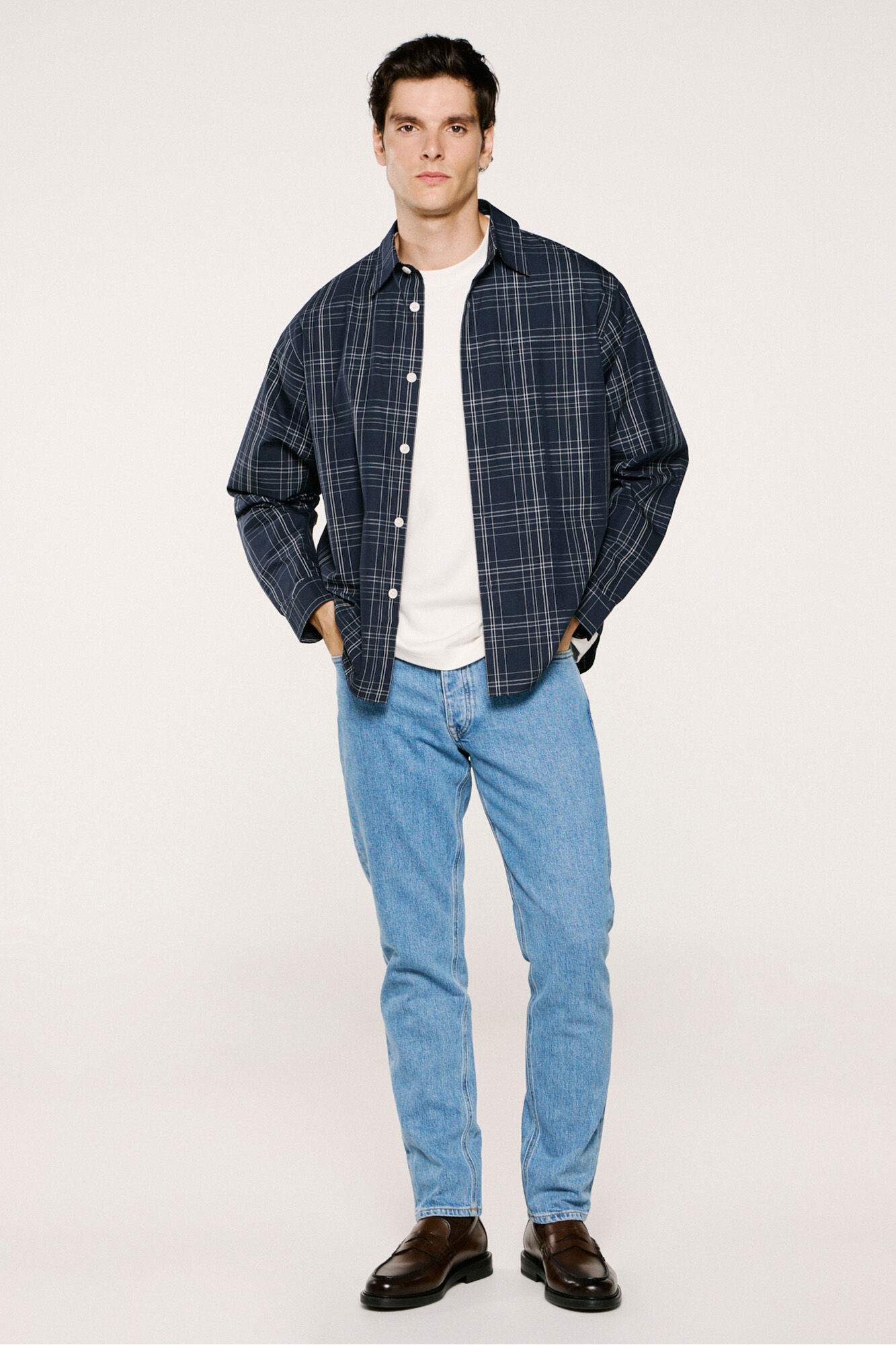 Selected Camisa xadrez de popelina 