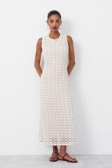 Cortefiel Rustic structured dress Ivory