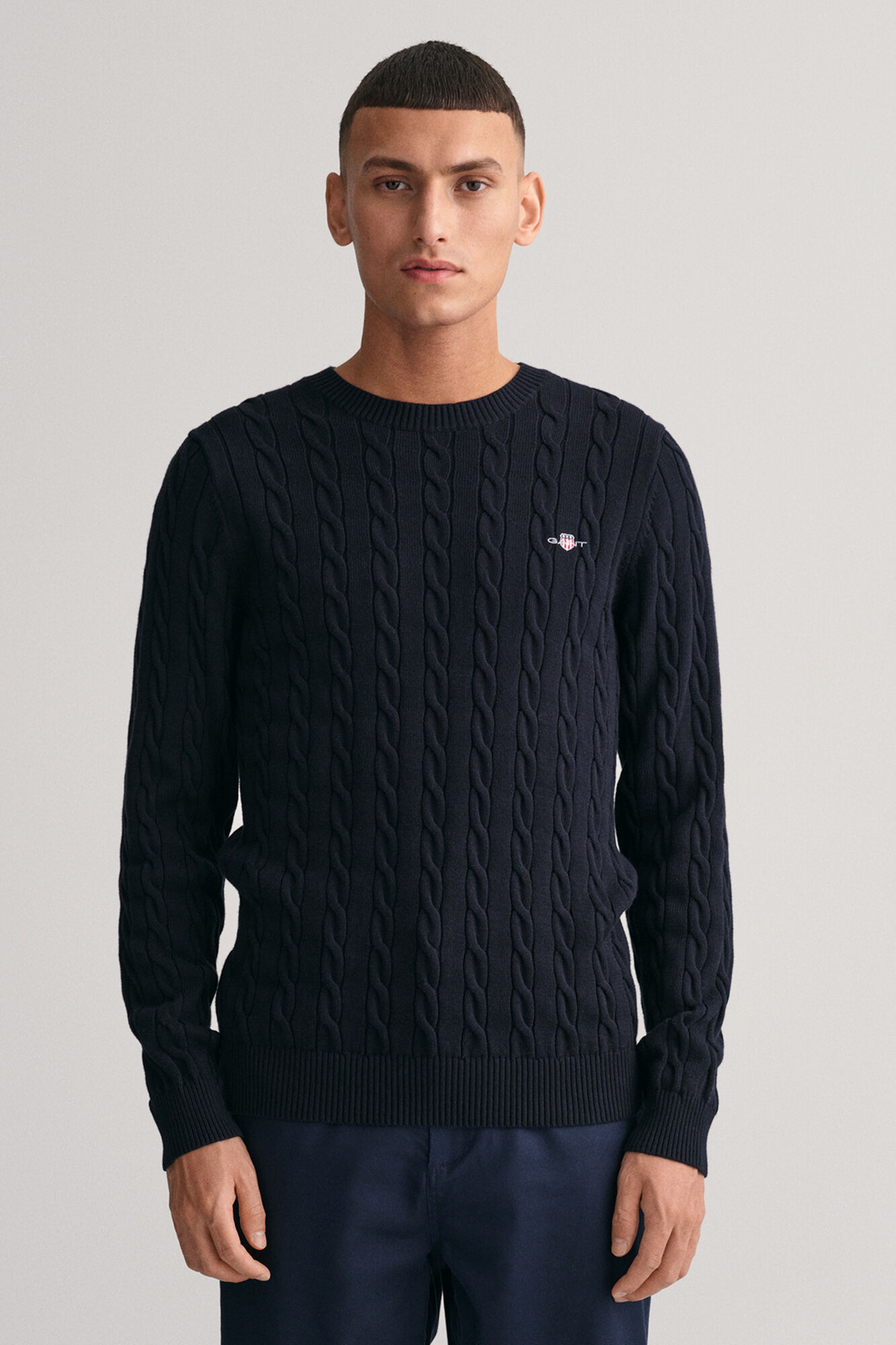 Gant Camisola de algod&atilde;o com gola redonda Azul