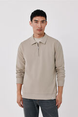 Cortefiel Zip neck sweatshirt Beige