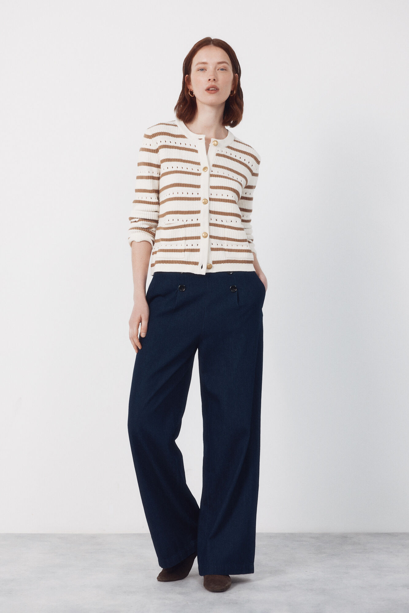 Cortefiel Short buttoned jacket Beige