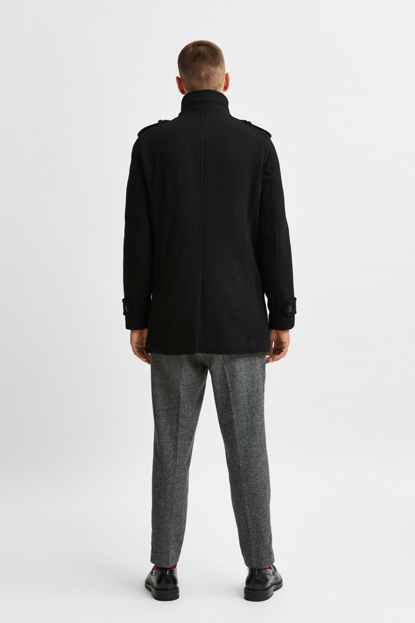 Selected Abrigo con botones Negro