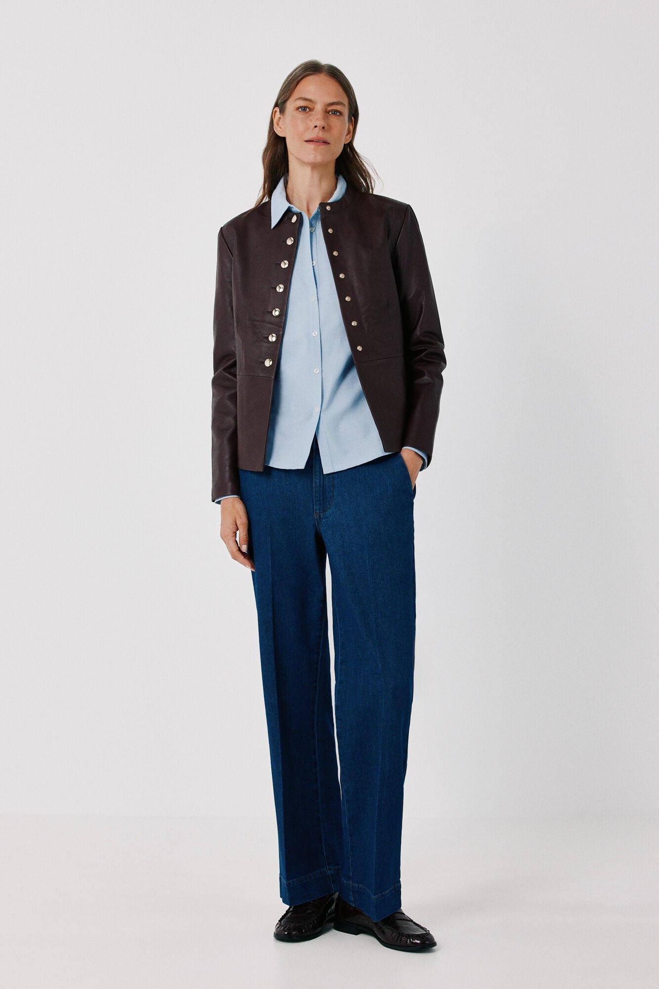 Cortefiel Leather jacket with buttons